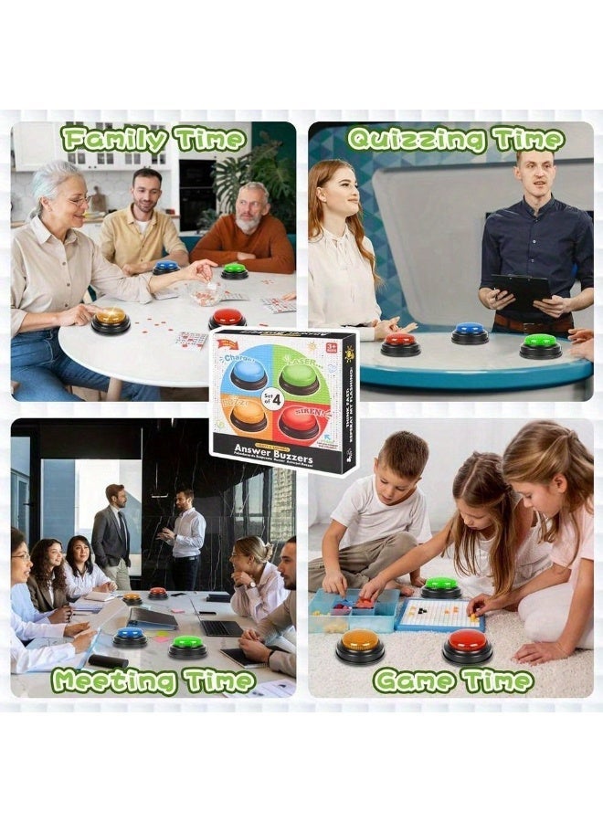 4 Pack Answer Buzzers for Classroom Games, Pet Training & Family Fun – Loud Built-in Sound, Multiple Colors – Interactive Learning Tool for Kids & Teachers - Image 3